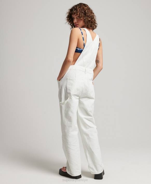 kadınlar Superdry krem eski marangoz tulumları NNTB4096