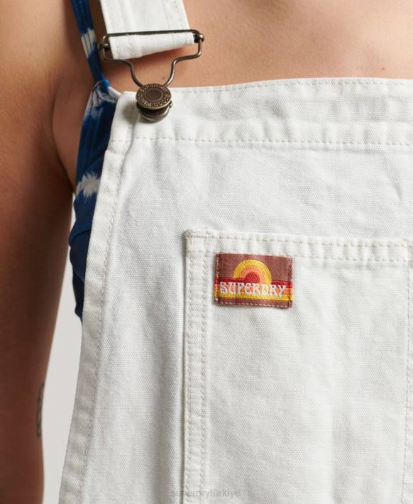 kadınlar Superdry krem eski marangoz tulumları NNTB4096