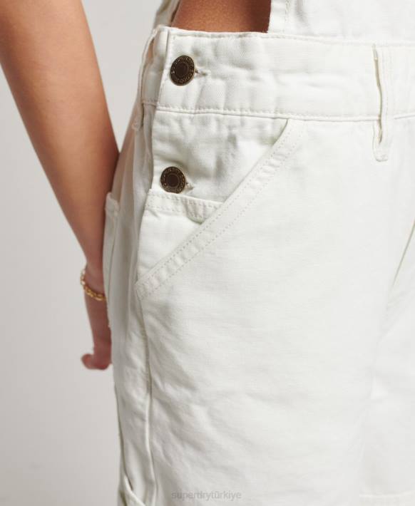 kadınlar Superdry krem eski marangoz tulumları NNTB4096