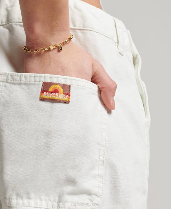 kadınlar Superdry krem eski marangoz tulumları NNTB4096