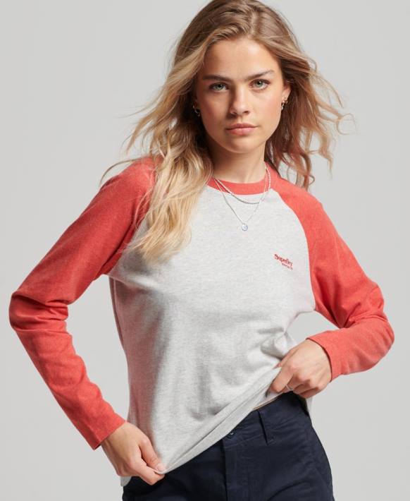 kadınlar Superdry açık gri organik pamuk eski logo beyzbol top NNTB2907