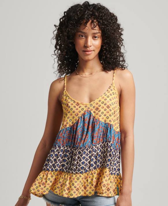 kadınlar Superdry altın vintage katmanlı cami top NNTB3063