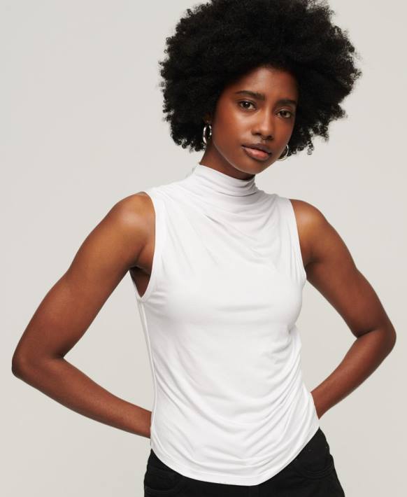 kadınlar Superdry beyaz dantelli jarse üst NNTB2875