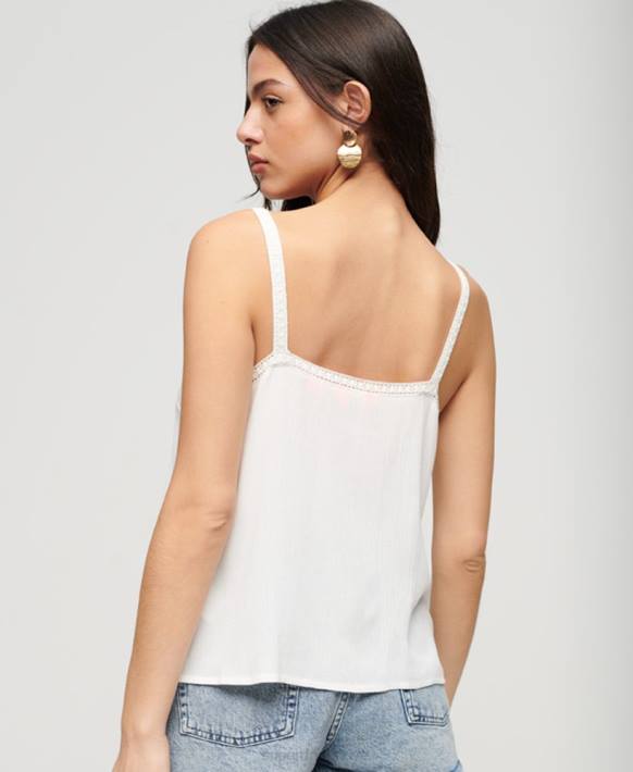 kadınlar Superdry beyaz işlemeli cami top NNTB2057