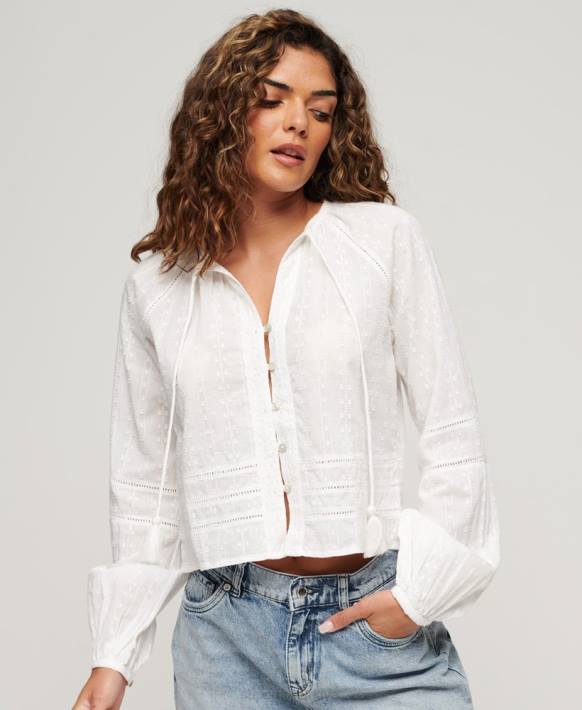 kadınlar Superdry beyaz pamuk plaj üst NNTB2034