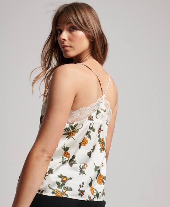 kadınlar Superdry beyaz saten cami üst NNTB2995