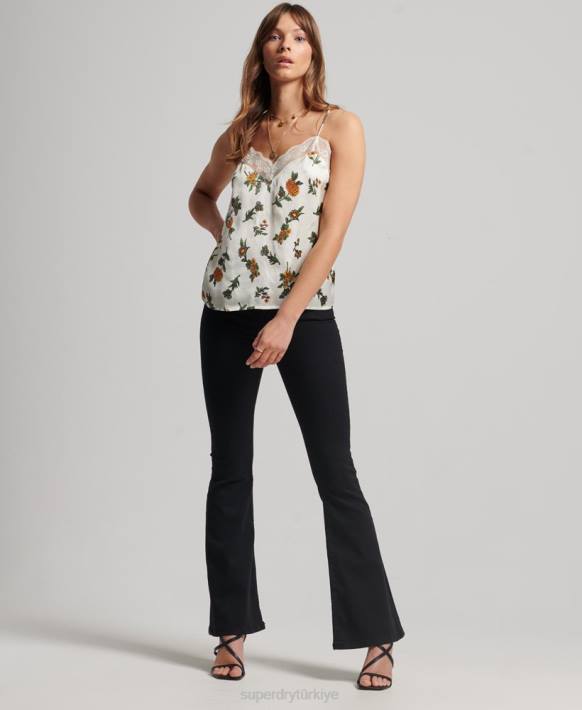 kadınlar Superdry beyaz saten cami üst NNTB2995