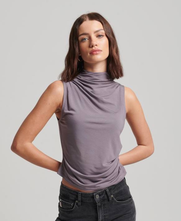 kadınlar Superdry gri dantelli jarse üst NNTB2903