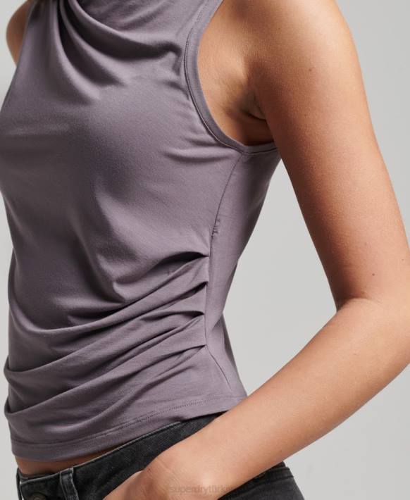 kadınlar Superdry gri dantelli jarse üst NNTB2903