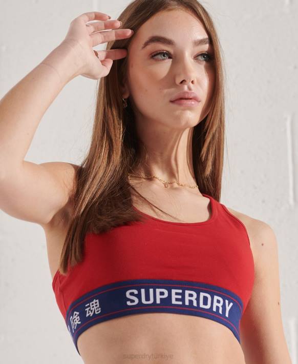 kadınlar Superdry kırmızı Sportif temel kısa üst NNTB3039