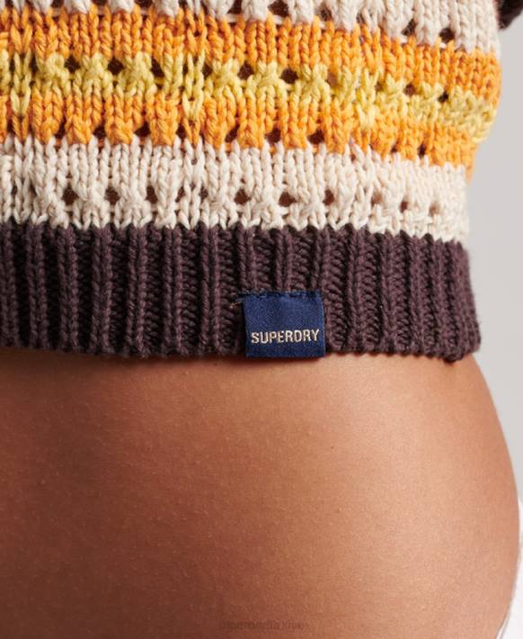 kadınlar Superdry kahverengi tığ halter üst NNTB2873