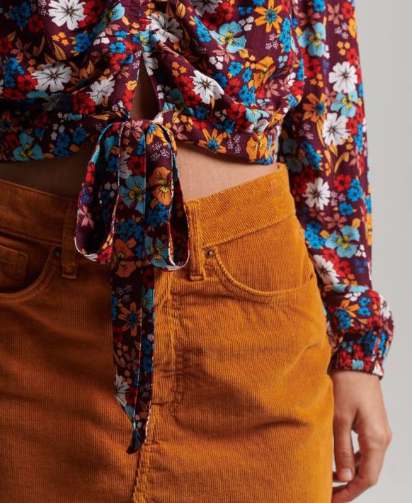 kadınlar Superdry kahverengi vintage kravat önü üst NNTB2956