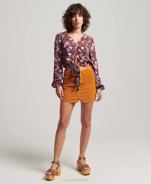 kadınlar Superdry kahverengi vintage kravat önü üst NNTB2956