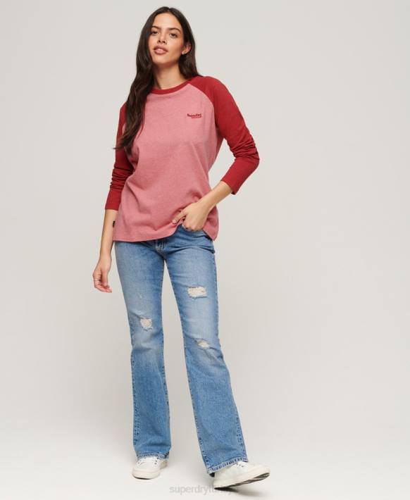 kadınlar Superdry pembe organik pamuk eski logo beyzbol top NNTB2905
