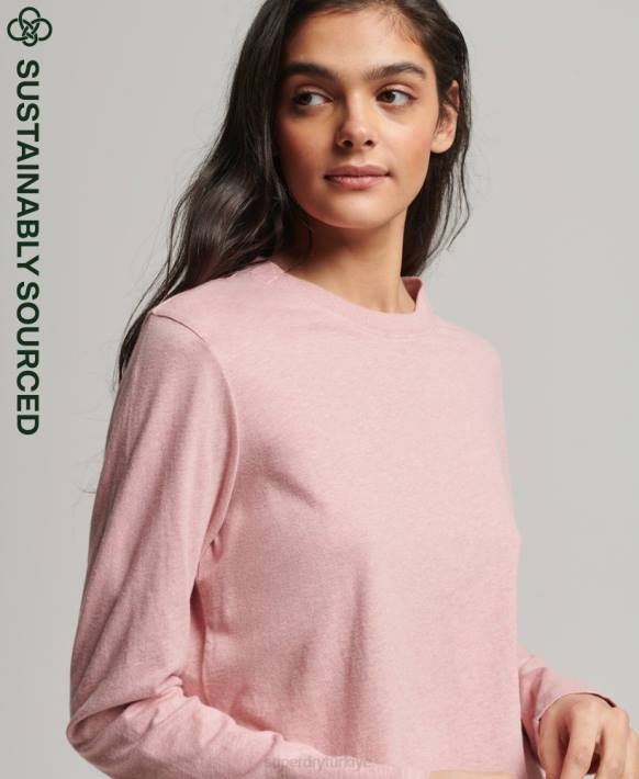 kadınlar Superdry pembe organik pamuklu eski logo işlemeli üst NNTB6671