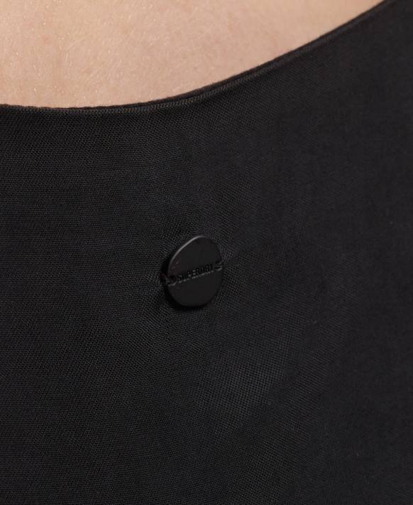 kadınlar Superdry siyah cupro straplez cami top NNTB3046