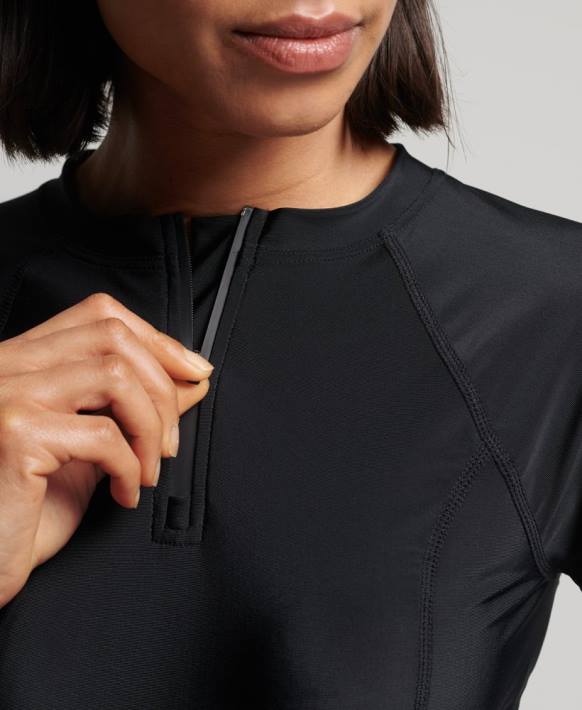 kadınlar Superdry siyah kırpılmış döküntü üst NNTB3234