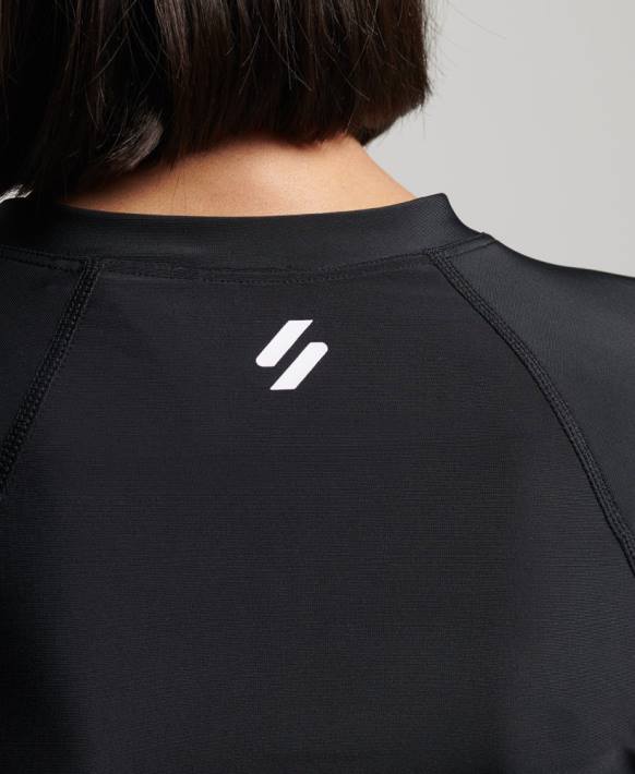 kadınlar Superdry siyah kırpılmış döküntü üst NNTB3234