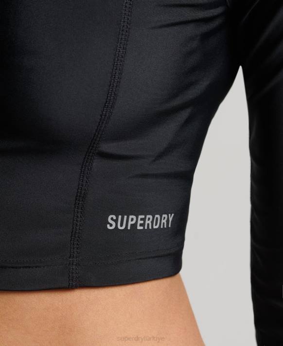 kadınlar Superdry siyah kırpılmış döküntü üst NNTB3234