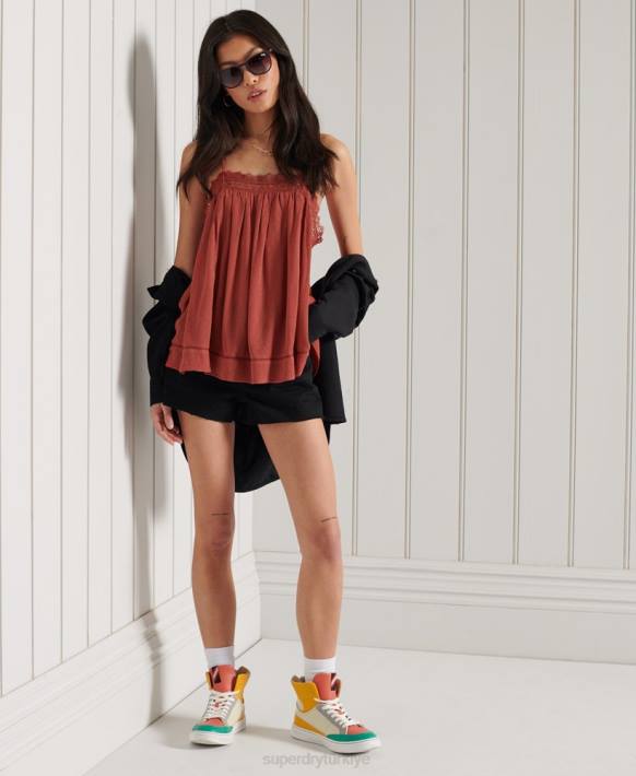 kadınlar Superdry turuncu alana cami üst NNTB3044