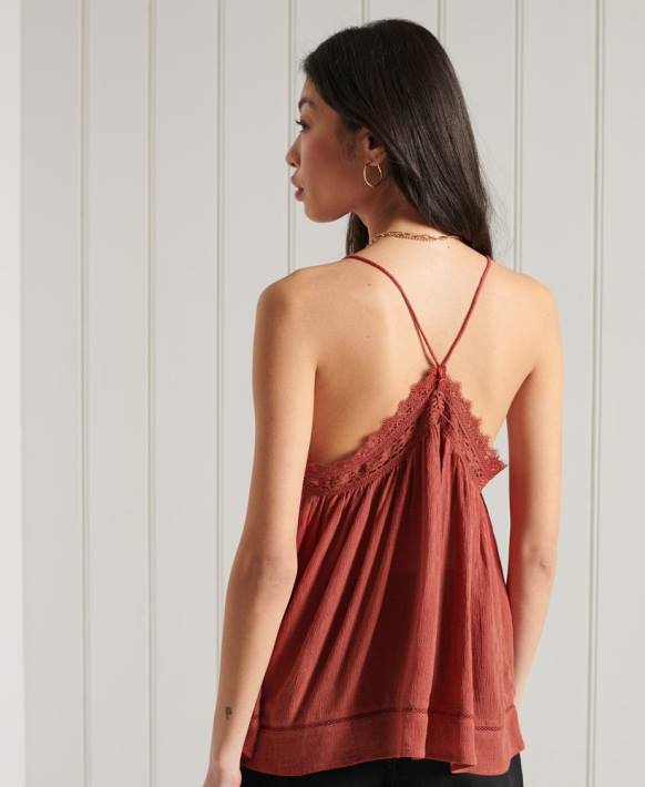 kadınlar Superdry turuncu alana cami üst NNTB3044